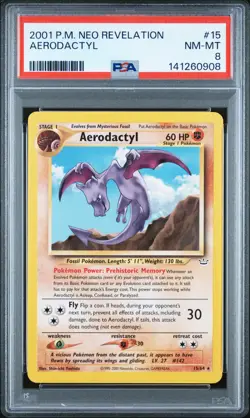 🔥 Aerodactyl 15/64 Neo Revelation 2001 PSA 8 Vintage Pokemon WOTC NM-MT - Image 1