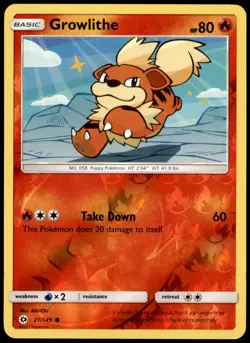 Growlithe 21/149 Common SM Base Set Pokemon Reverse Holo Near Mint - Image 1