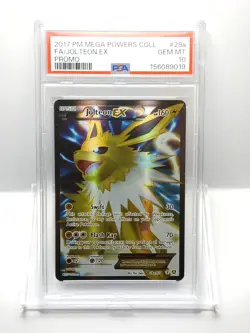 2017 POKEMON MEGA POWERS COLL PROMO #28A FULL ART/JOLTEON EX PSA 10 - Image 1