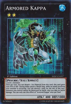 Yugioh! LP Armored Kappa - SHSP-EN097 - Super Rare - 1st Edition Lightly Played, - Image 1