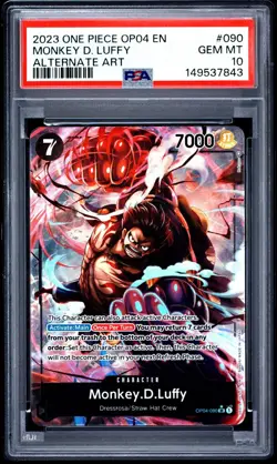 One Piece Monkey D Luffy Alternate Art OP04-090 PSA 10 Gem Mint - Image 1