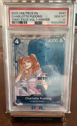 Charlotte Pudding OP06-047 Winner 2025 One Piece TNMT Pack Vol. 1 PSA 10 POP 47 - Image 1