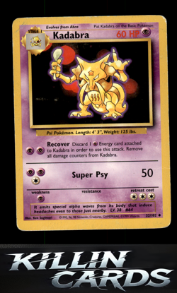 Kadabra 032/102 Pokemon Uncommon Base Set Card LP - Image 1