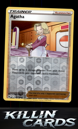 Reverse Holofoil Agatha 129/198 Pokemon Uncommon SWSH06: Chilling Reign Card NM - Image 1
