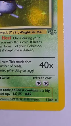 Vileplume 15/64 Jungle Holo Rare Unlimited 1999 Pokemon TCG English Card - Image 3