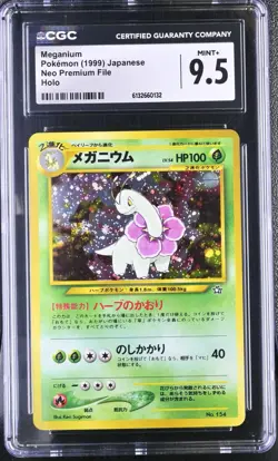 Pokemon Card Meganium No. 154 Holo Neo Premium File CGC 9.5 Mint+ - Image 1