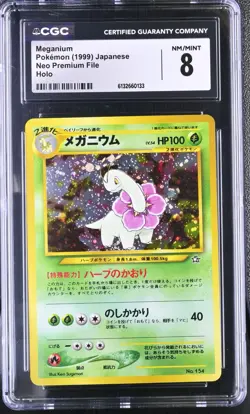 Pokemon Card Meganium No. 154 Holo Neo Premium File CGC 8 NM/M - Image 1
