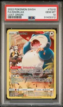 Pokemon Snorlax Trainer Gallery Holo Card TG10/TG30 Swsh11 Lost Origin PSA 10 - Image 1
