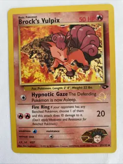 Pokemon Card Brock’s Vulpix 50 HP, 37/132. Very Good Condition. - Image 4