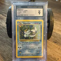 CGC 9 MINT Holo Vaporeon Unlimited Jungle 28/64 Pokemon Card - Image 1