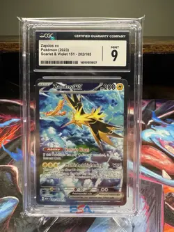 CGC 9 Zapdos ex 2023 Scarlet & Violet 151 202/165 Illustration Rare Pokemon Card - Image 1