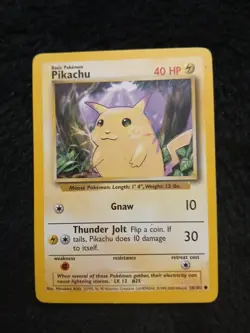 Pikachu 58/102 LP Base Set Regular Common Unlimited Pokemon TCG Card - Image 1