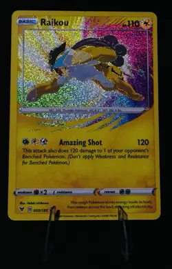 POKEMON Raikou Amazing Rare 050/185 Swsh04 Vivid Voltage Holo Card - Image 1