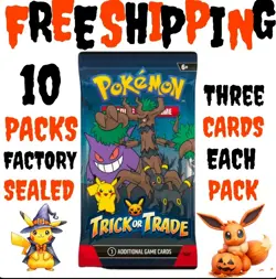 10X 2024 Pokemon TCG Trick Or Trade Booster Packs (3 Cards Each) Factory Sealed - Image 1