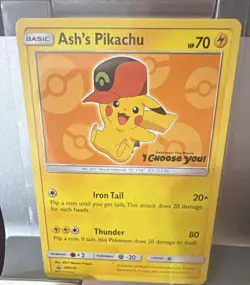 The Pokemon Company Pokemon TCG SM Ash's Pikachu Promo Holo SM110 2017 70 HP EN - Image 1