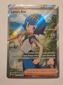 Pokemon Lana's Aid Ultra Rare Full Art Holo Trainer Supporter 207/167 Sv06 - Image 1