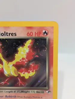 1st Edition Rocket's Moltres 12/132 Gym Heroes 2000 Holo Rare WOTC Pokemon SWIRL - Image 4
