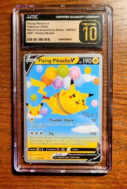 Pristine 10 Flying Pikachu V Holo World Championship Decks 2022 006/025 CGC - Image 1