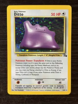 Wizards of the Coast Pokemon TCG Ditto 3/62 Fossil Holo Rare Unlimited 1999 - Image 2