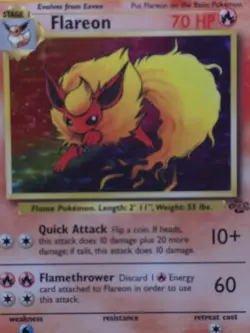 Vintage Flareon Jungle 3/64 Holo Rare Unlimited 70 HP 1999 English Pokemon TCG - Image 2
