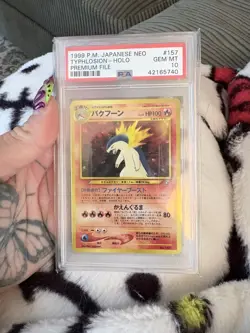 PSA 10 japanese Pokemon Typhlosion 157 Neo Premium File 1 1999 Holo Rare - Image 1