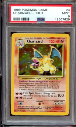 Charizard Holo Rare Unlimited Base Set 4/102 PSA 9 Mint English Pokemon - Image 1