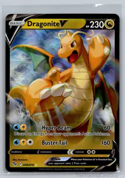 Dragonite V Ultra Rare Pokemon GO Holo 049/078 LP - Image 1