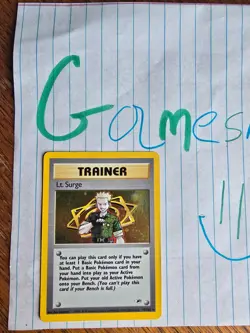 2000 Pokemon TCG Gym Heroes Unlimited Lt. Surge 17/132 Holo Rare Trainer WOTC - Image 1