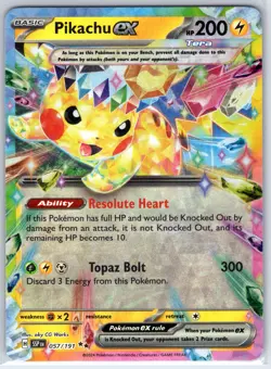 Pikachu ex 057/191 Double Rare Surging Sparks Pokemon Holo Near Mint - Image 1