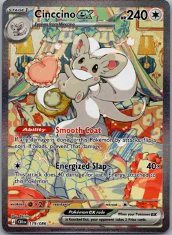 Cinccino ex 119/086 Special Illustration Rare ME04: Chaos Rising Pokemon Holo NM - Image 1