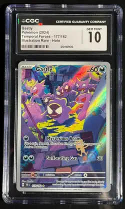 Pokemon SV05 Temporal Forces Gastly 177/162 Illustration Rare Holo CGC 10 - Image 3