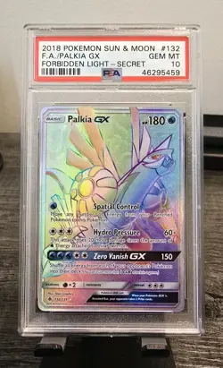 2018 POKEMON SUN & MOON FORBIDDEN LIGHT SECRET #132 FULL ART/PALKIA GX PSA 10 - Image 1