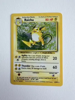 Pokemon TCG Raichu 14 / 102 Unlimited Base Set Holo MP - Image 1