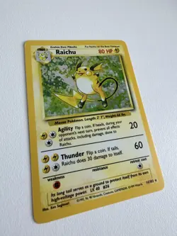 Pokemon TCG Raichu 14 / 102 Unlimited Base Set Holo MP - Image 2