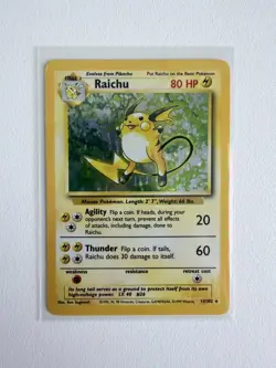 Pokemon TCG Raichu 14 / 102 Unlimited Base Set Holo MP - Image 5
