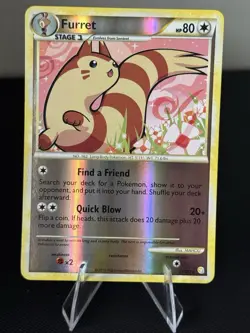 Pokemon Furret 21/123 - HeartGold & SoulSilver - Rare Reverse Holo - LP/NM - Image 1