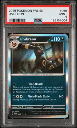 2025 POKEMON PRE EN-PRISMATIC EVOLUTIONS #059 UMBREON PSA 9 - Image 1