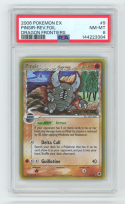 2006 POKEMON EX DRAGON FRONTIERS #9 PINSIR REVERSE FOIL PSA 8 - Image 1