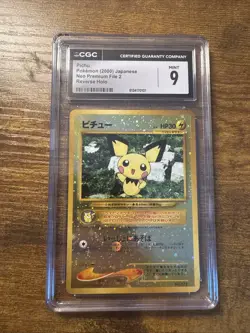 Pichu no. 172 Pokemon Neo Premium File 2 Reverse Holo Japanese CGC 9 MINT - Image 1