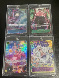 One Piece CCG 4 Card Lot, Alt Art Luffy, Zoro, BigMom, And Sanji Japanese - Image 1