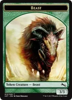 MTG-4x-Near Mint, English-Beast Token - Foil-Unstable - Image 1