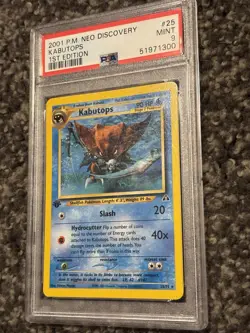 2001 Pokemon 1st Edition Kabutops Non Holo Rare - Neo Discovery 25/75 PSA 9 MINT - Image 1