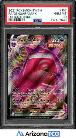 Pokemon 2021 Gengar VMAX 157/264 FA Single Strike Fusion Strike GEM MINT PSA 10 - Image 1
