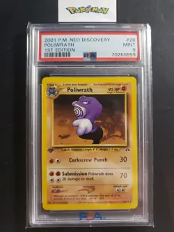 First Edition 2001 Pokemon Neo Discovery 28/75 Poliwrath PSA Mint 9 - Image 1