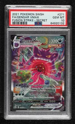 Secret - Gengar VMAX Pokemon Sword & Shield Fusion Strike PSA 10 GEM MT - Image 1