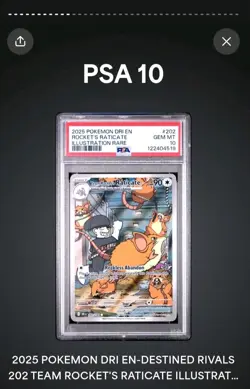 Pokemon TCG DRI EN Destined Rivals 202/182 Team Rocket’s Raticate PSA 10 - Image 1