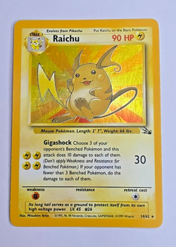 Raichu 14/62 Holo Rare Base Set Pokemon Card WOTC 1999 Vintage - Image 1