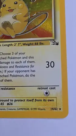 Raichu 14/62 Holo Rare Base Set Pokemon Card WOTC 1999 Vintage - Image 3