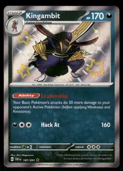 Pokemon Cards Kingambit 187/091 Paldean Fates Shiny Rare NM - Image 1