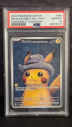 Pokemon Pikachu with Grey Felt Hat Van Gogh Full Art 085 PSA 10 (NO RESERVE!!!) - Image 1